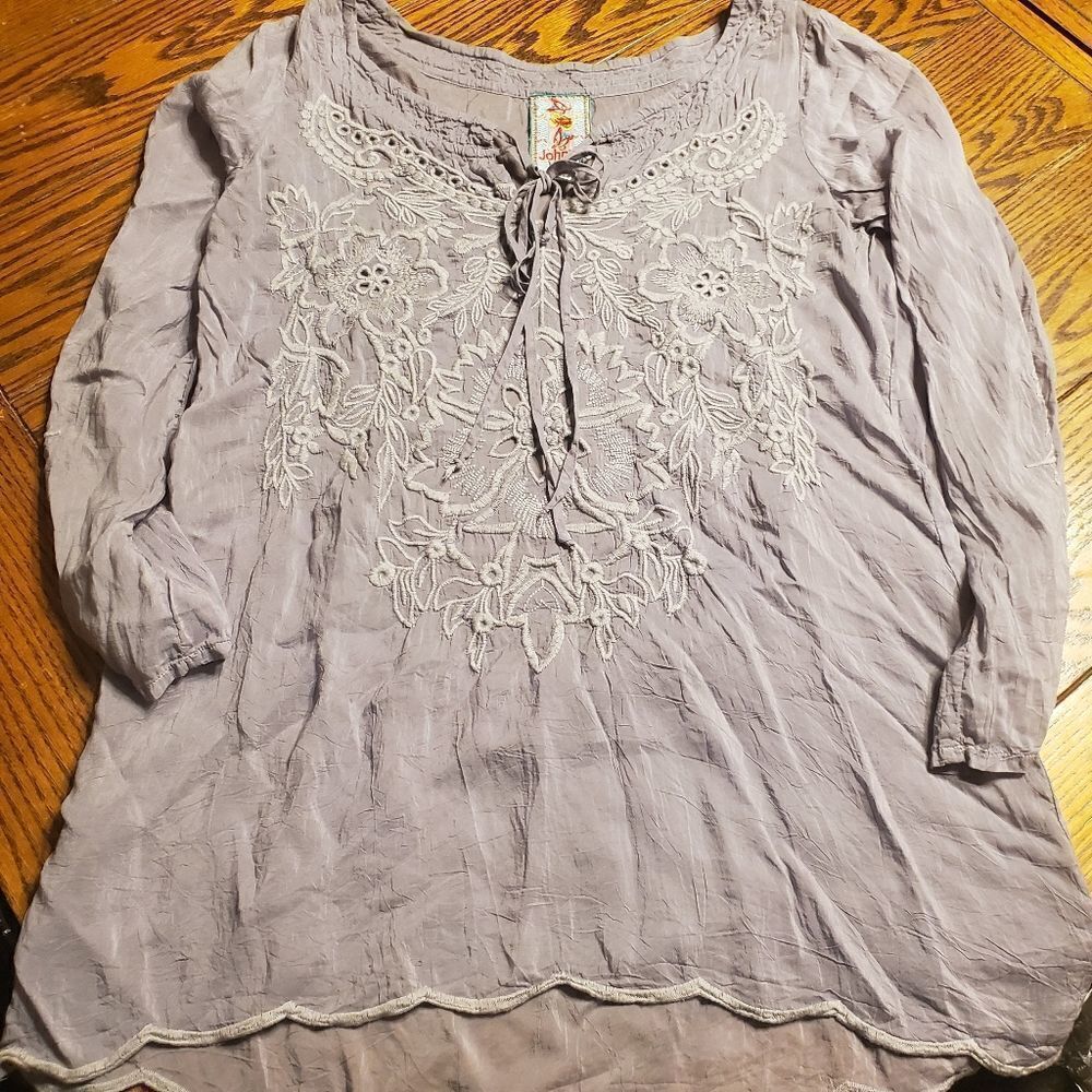 Johnny Was embroidered grey cupra rayon size small
